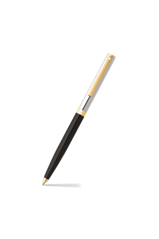 Pen Sagaris E9475 Glossy Black Barrel With Chrome Cap And Gold Trims Bp