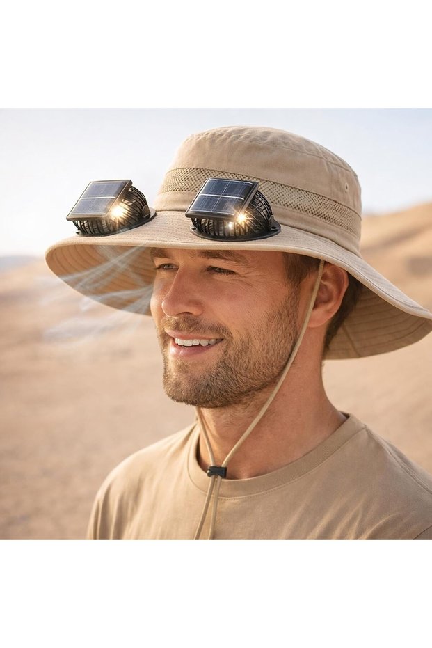 Solar Fan Sun Hat for UNISEX – Wide Brim Outdoor Fishing Hat