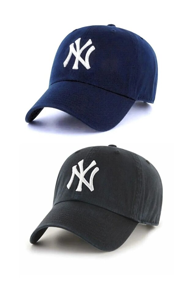 Unisex Sports Cap 2-Pack Beige and Black Set Adjustable Back Cotton Cap