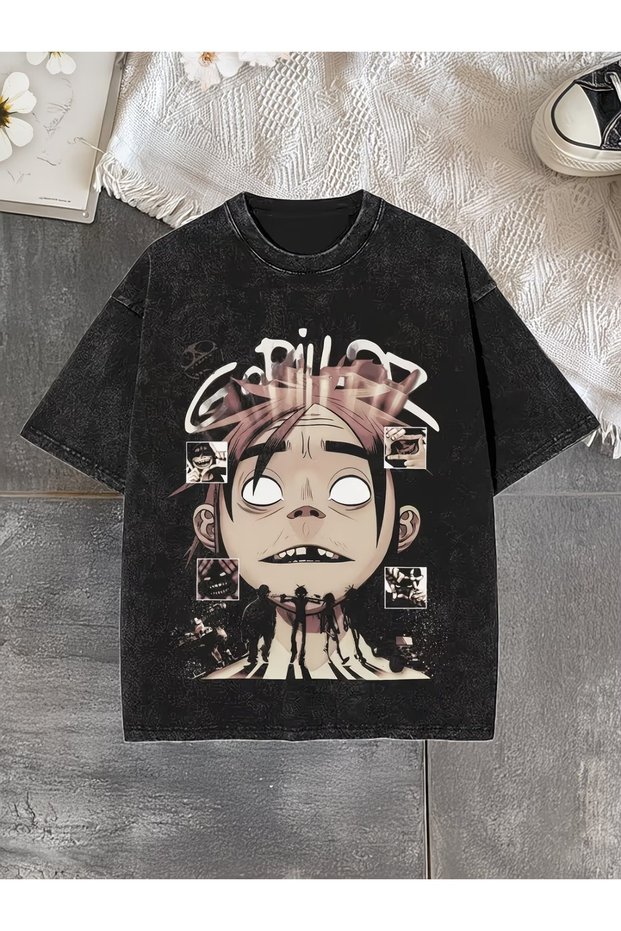 Gorillaz Printed Unisex Washable Vintage Oversize T-Shirt