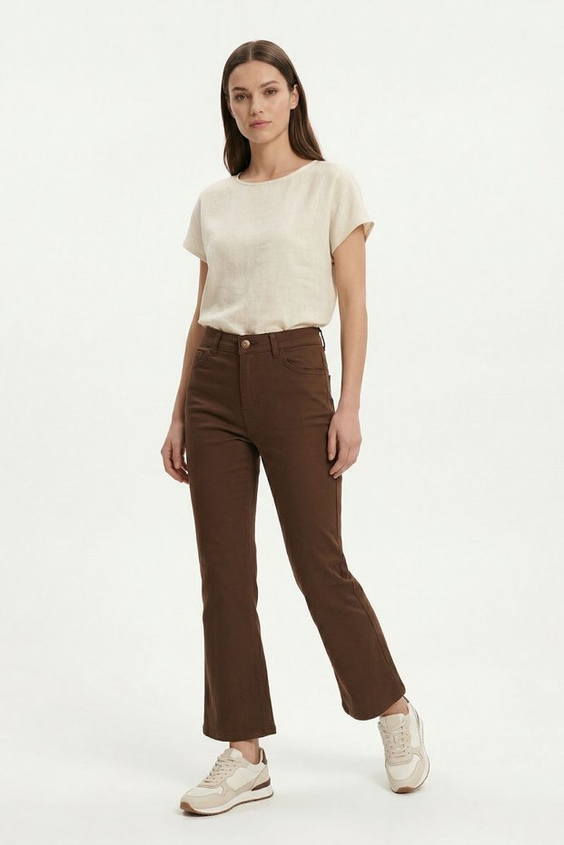 Brown Lycra Palazzo Trousers 807