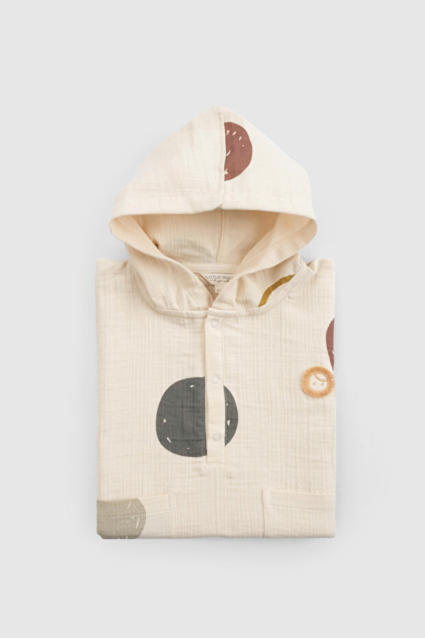 Organic Cotton Muslin Beach Poncho Towel Beige