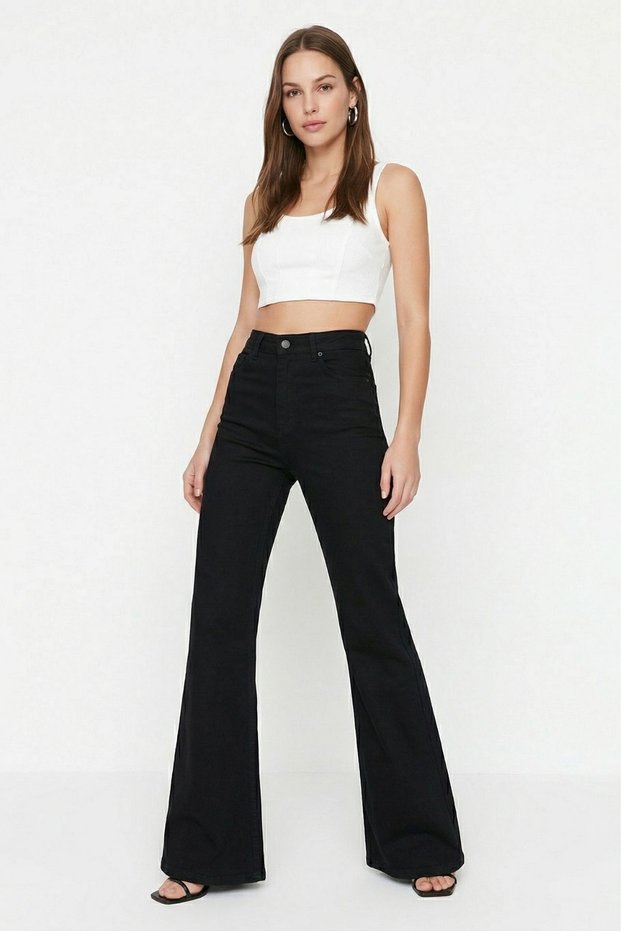 Black Spanish Flared High Waist Jeans 1299
