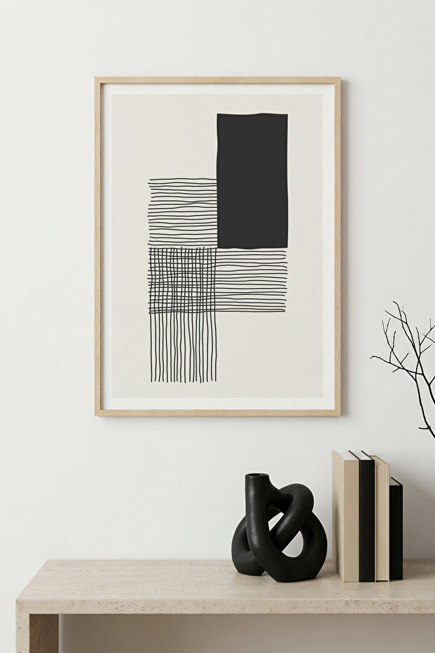 Natural Wood Framed Abstract Painting I Huhu1564