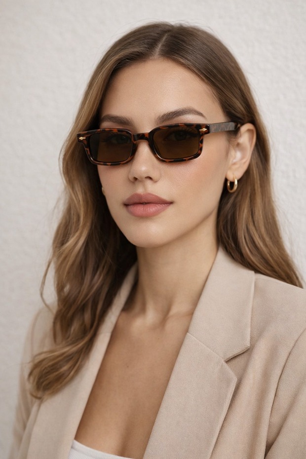 Unisex Black Rectangular Sunglasses Retro Thin Frame Uv400 Modern Stylish Model