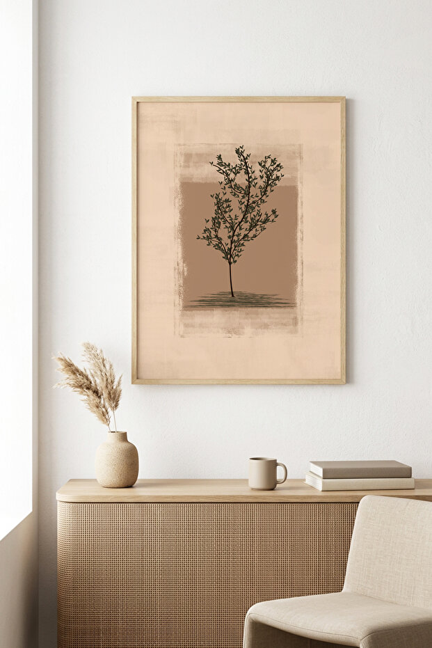Natural Wood Framed Abstract Painting I Huhu1131 - Single Painting Natural Wood Frame