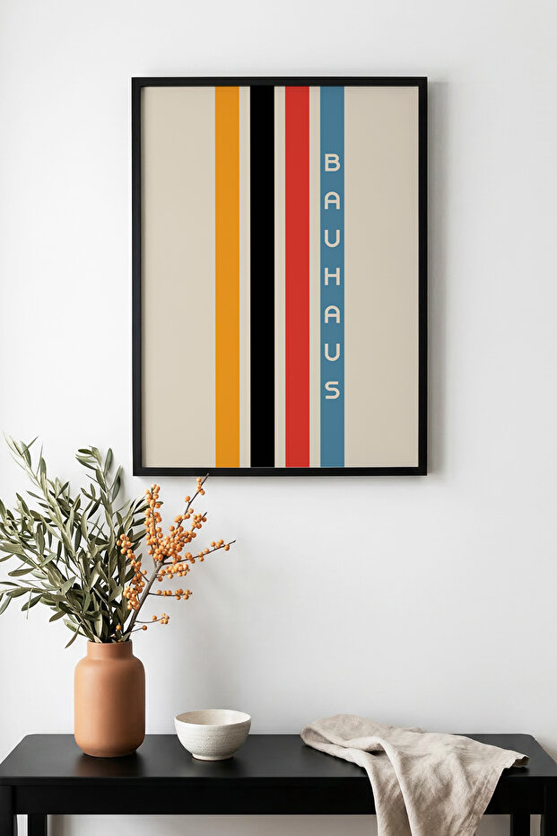Natural Wood Framed Geometric Pattern Painting - Vibrant Tones | Huhu1095