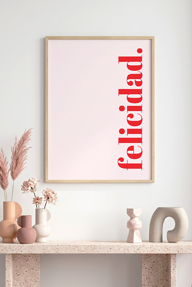 Natural Wooden Framed Minimal Text Painting - Pastel |   Huhu1180 - Single Table Natural Wood Frame