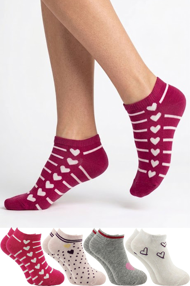 Women's Cotton Booties Socks Colorful 4-Piece Pack