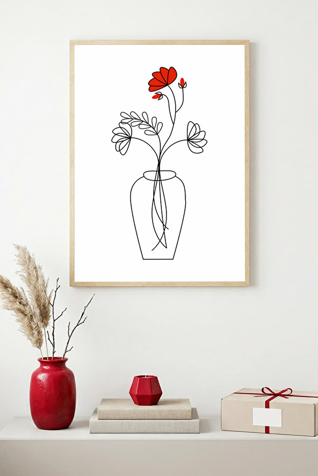 Natural Wood Framed Abstract Painting I Huhu1624 - Single Painting Natural Wood Frame