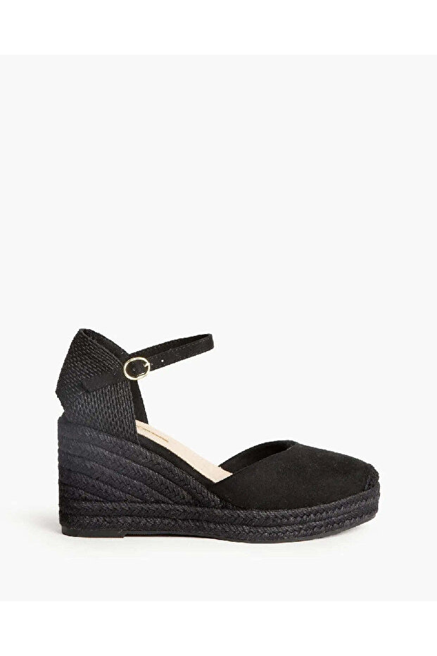 BLACK ON BLACK SUEDE WEDGE
