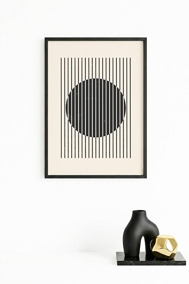 Black Wooden Framed Abstract Painting I Huhu1429 - Single Painting Black Frame