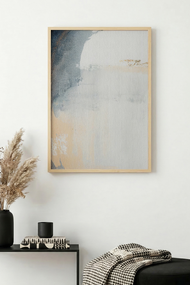 Natural Wood Framed Abstract Patterned Painting - Pastel Tones | Huhu1331