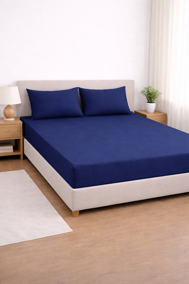 Satin 100% Cotton 210 Tc | 82 Elastic Fitted Sheet Set | Pillowcase Included | Single and Double