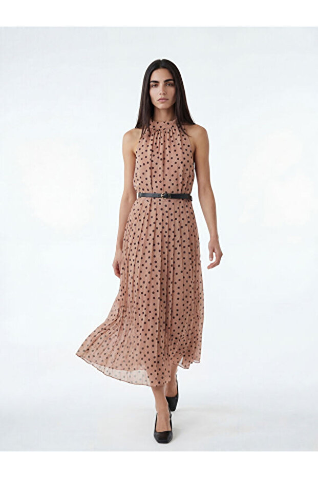 Halter Neck Polka Dot A-Line Dress