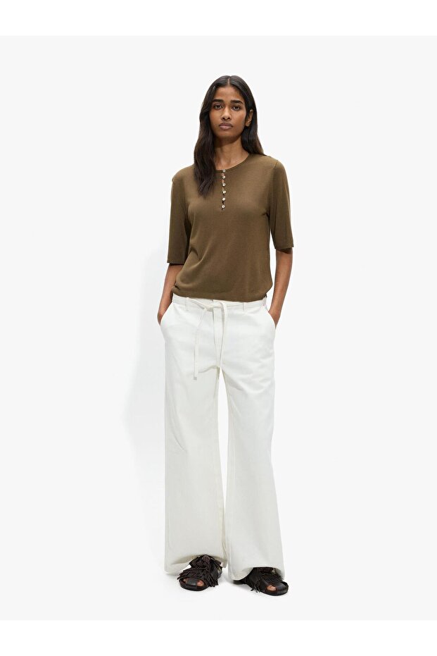 Kadın Düğmeli Örme Kazak - 2