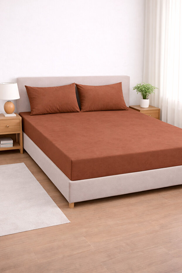 Satin 100% Cotton 210 Tc | 82 Elastic Fitted Sheet Set | Pillowcase Included | Single and Double