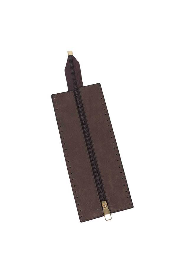 Premium Faux Leather Zipper 26X10 cm (Gold) - Brown