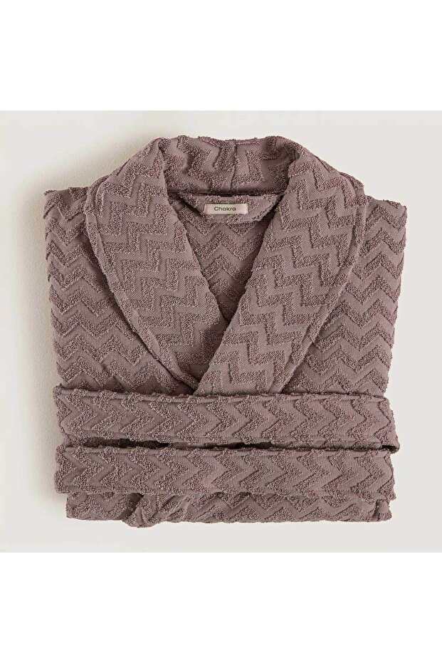 Zigzag 100% Cotton Unisex Bathrobe Lilac