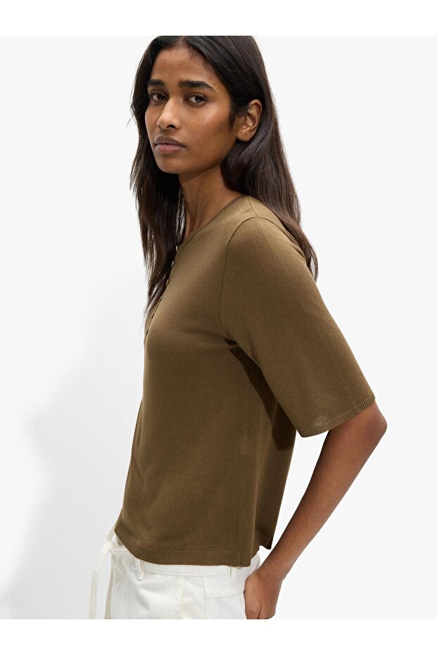 Kadın Düğmeli Örme Kazak - 3