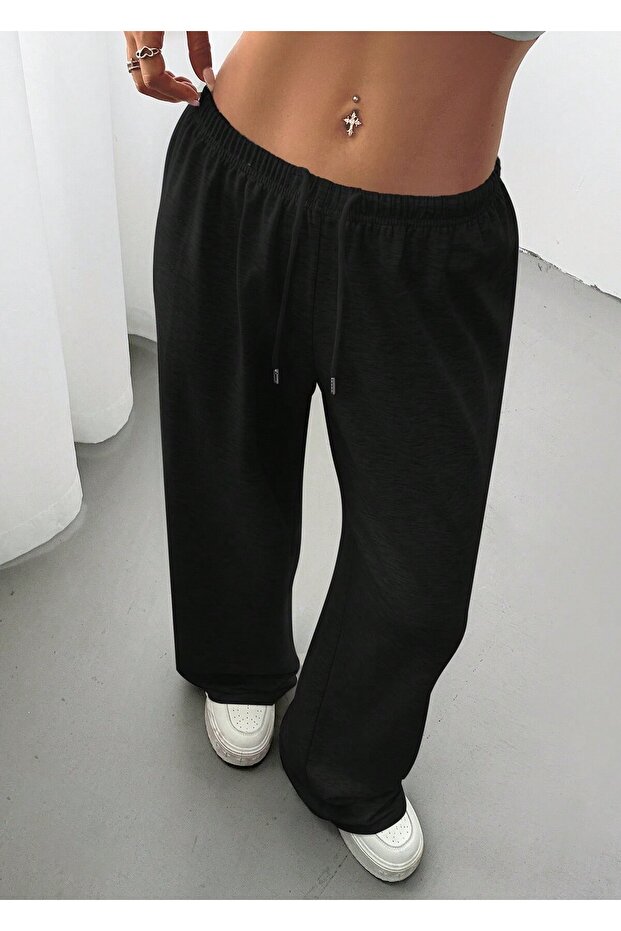 Women's Black Low Waist Sweatpants