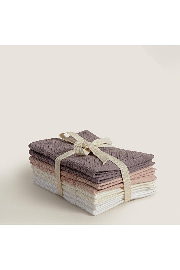 Sobeska 100% Cotton 8-Piece Hand Towel Set 30X40 cm Lilac/Salmon/Ecru/White