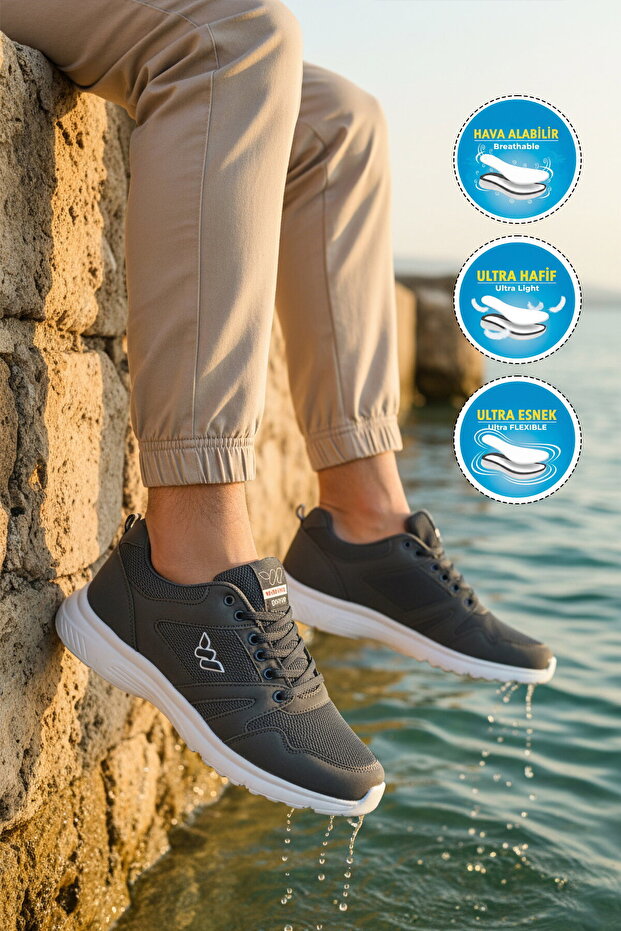 Navy Blue Mesh Lightweight Breathable Flexible Men's Sports Shoes 020 m