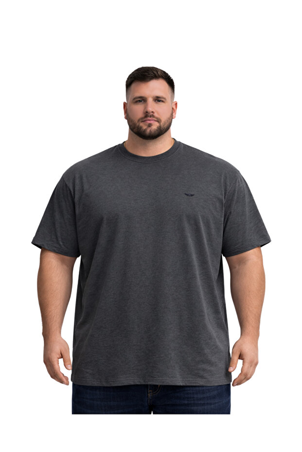 تي شيرت رجالي كبير الحجم من أنثراسايت بأكمام قصيرة 3XL-4XL-5XL-6XL-7XL-8XL
