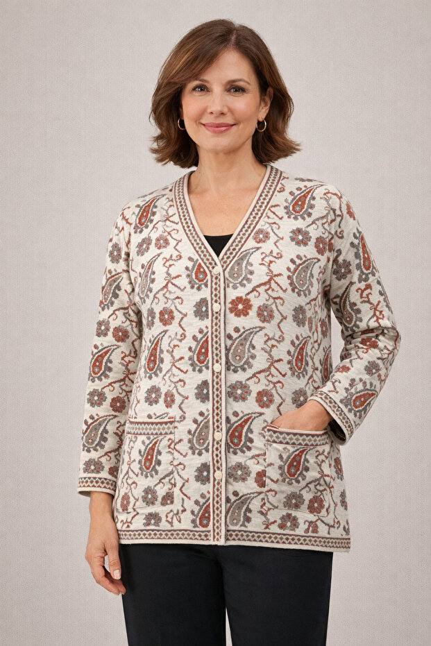 Patterned Cardigan - 1