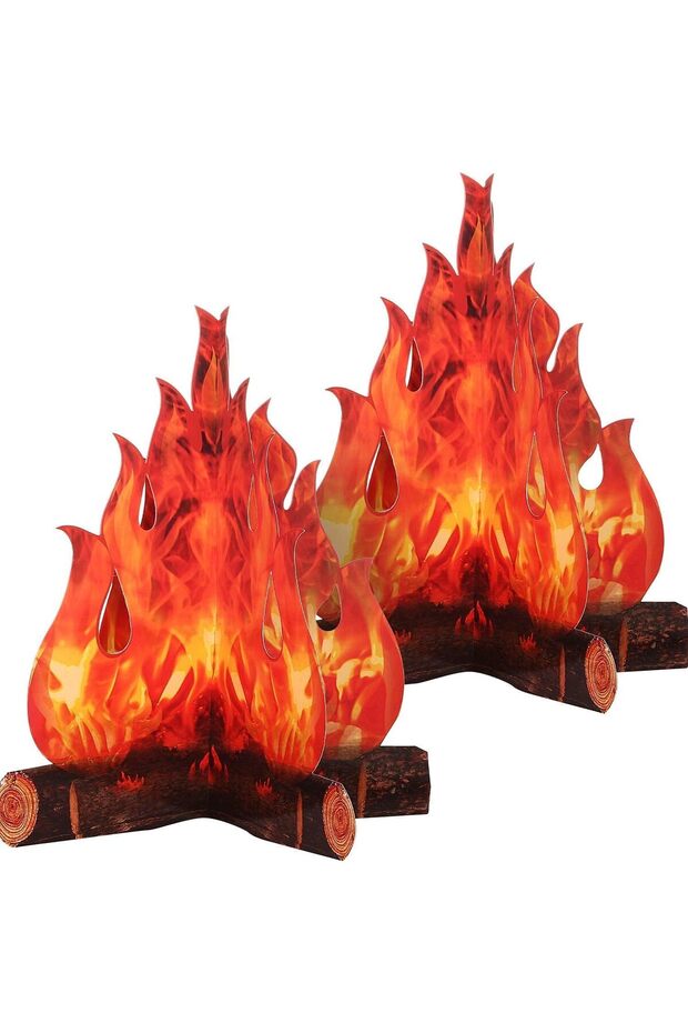 ® 3D Decorative Cardboard Campfire Centrepiece Artificial Fire Fake Flame Paper Party Decorative