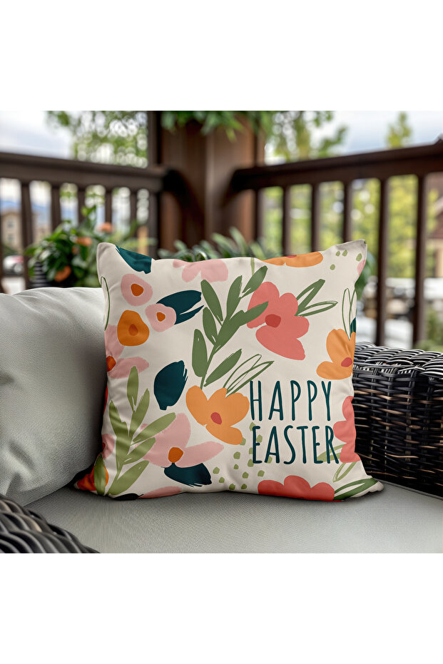 Reversible Digital Print Cushion Cover - Spring / Easter / Happy Easter - 3