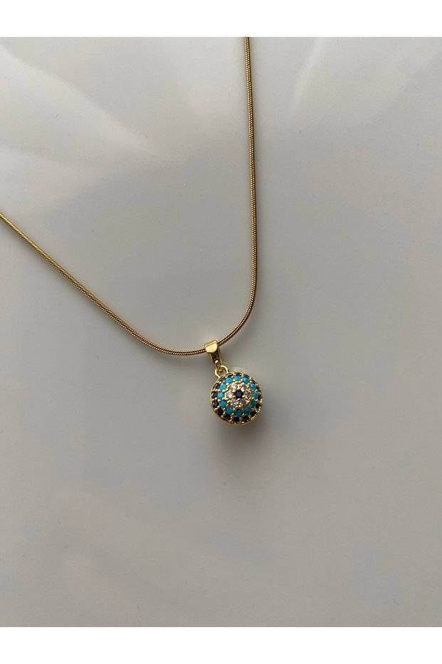 Women's Gold Color Evil Eye Beaded Steel Tarnish Resistant Necklace