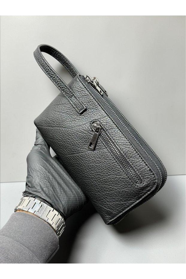 100% Genuine Leather Unisex Handbag Money Portfolio - the Best Gift for Men & Women - Black