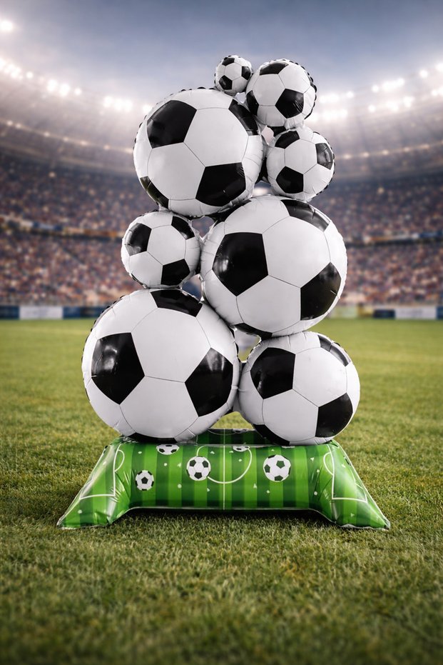 Soccer Ball Balloon Set with Stand Foil Balloon Party Decoration Birthday Football Themed Decor 69-52 cm