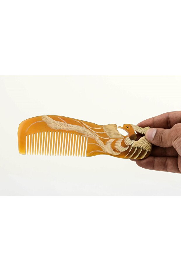 Peacock Carved Bone Comb - 1