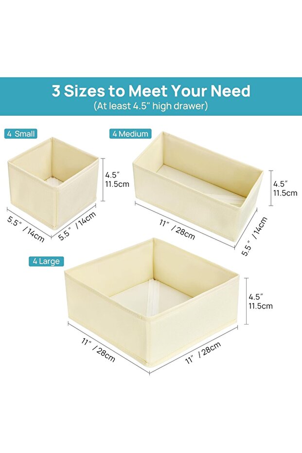 Vtopmart 12Pack Drawer Organizer Bins for Clothes, Foldable Fabric Closet Storage Organizer,