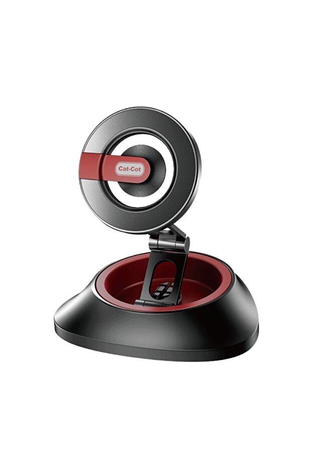 Cat-Cot Magnetic Car Mount - Universal Folding Dashboard Phone Holder - Black/Red