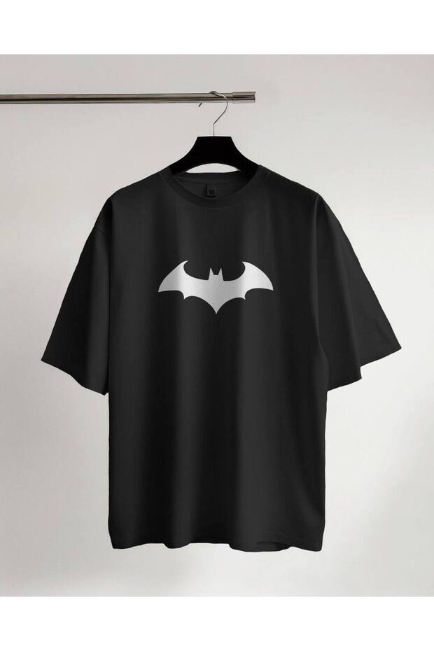 Black Unisex Oversize T-Shirt Printed Men's Women's Relaxed Fit Casual Trend Streetwear