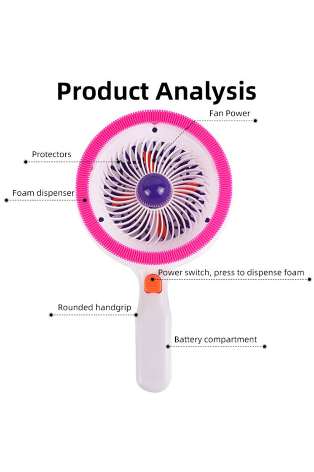 Bubble Blower Fan Toy with Bubble Solution & Tray, One-Button Big Bubbles - 1