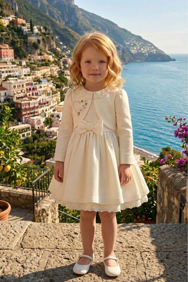 Ecru Baby Girls Dress & Embroidered Jacket Set 6-24 Month 36376Pr