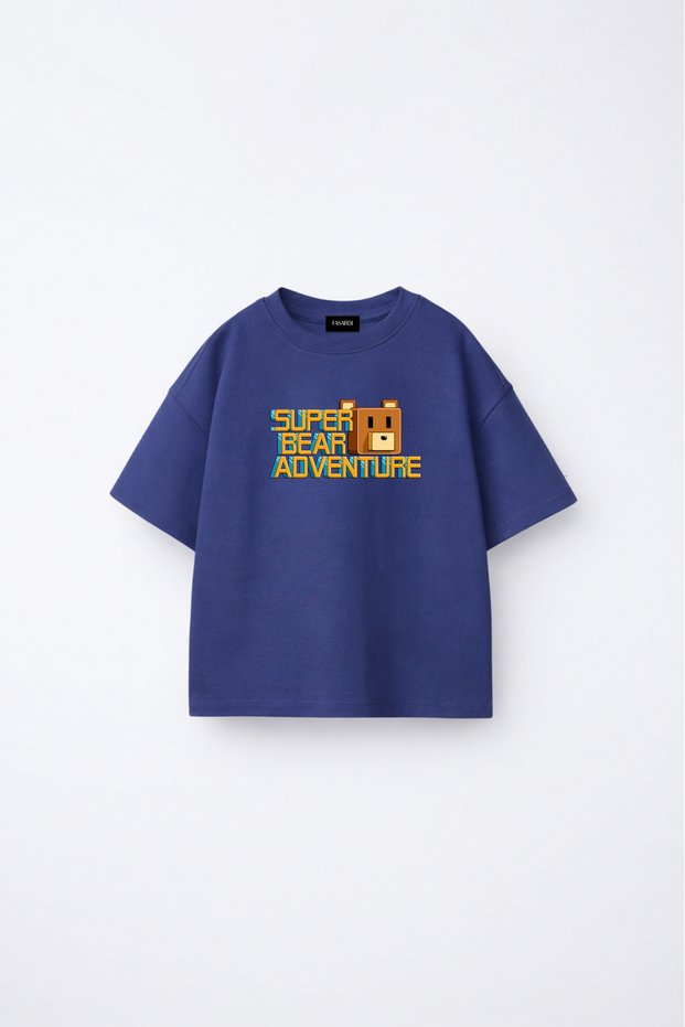 Super Bear Adventure Super Bear Printed Oversize 100% Cotton Short Sleeve Unisex Kids T-Shirt