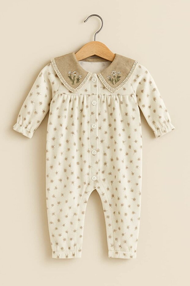 Baby Girl Jumpsuit – Embroidered Collar