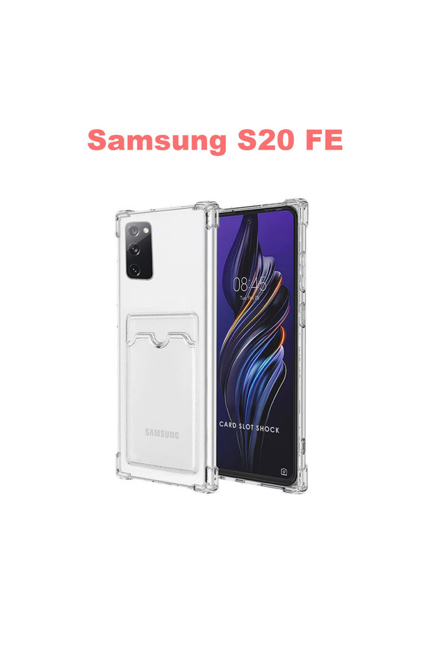 Samsung S20 Fe Compatible Card Holder Wallet Transparent Edge Protected Corners Tank Phone Case