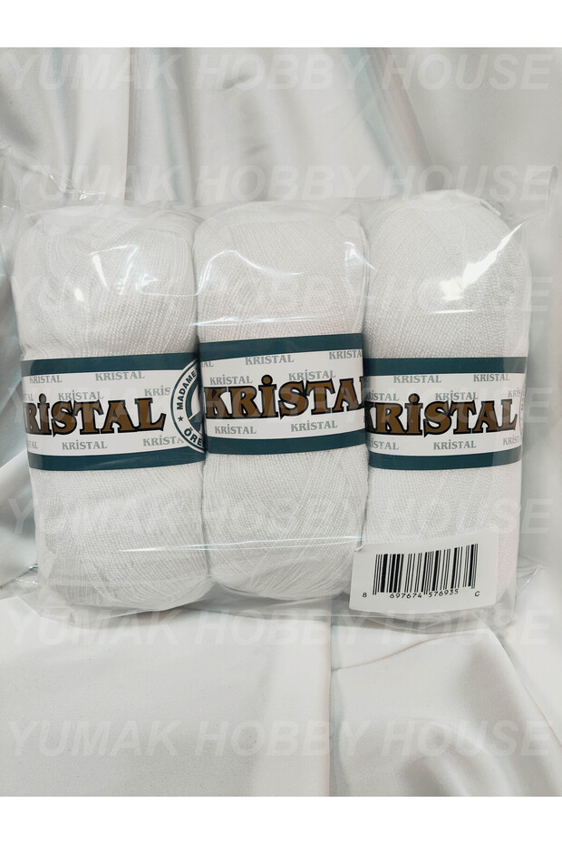 Crystal White Hand Knitting Yarn (3 Pieces) - Color: 000