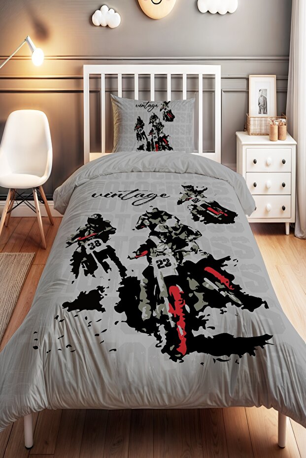 Speed and Adrenaline Patterned Single Baby Kids Bedding Set