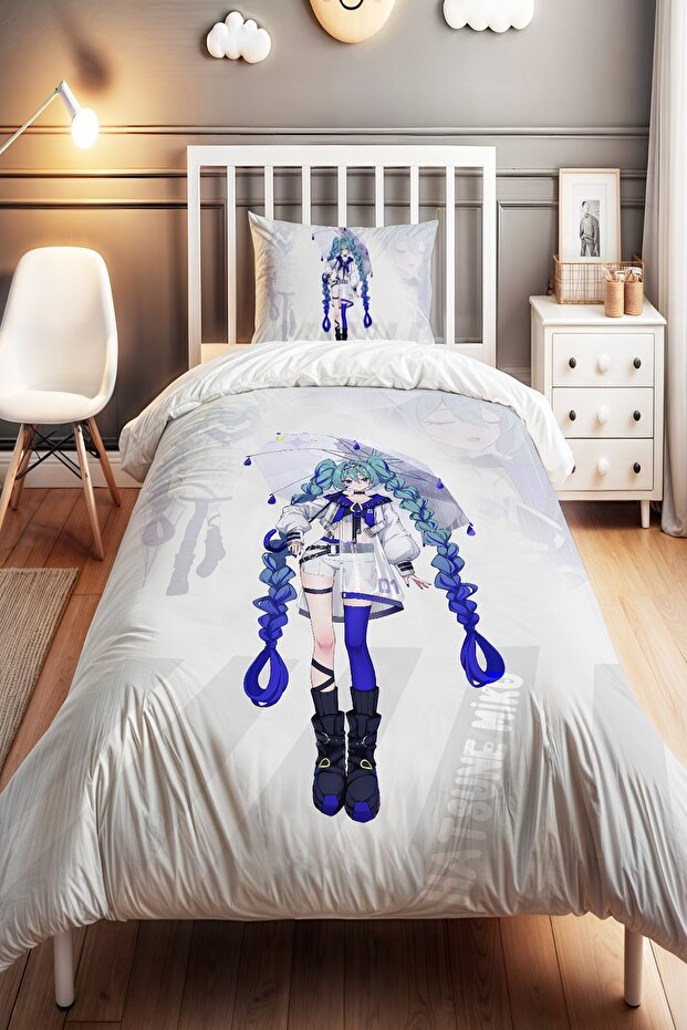 Hatsune on the Road Patterned Single Baby Kids Bedding Set