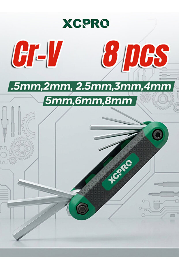8pcs Hex Key Set Cr-V Steel 1.5-8mm Pocket Size