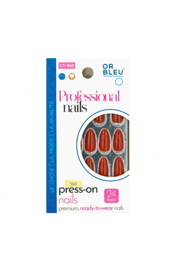CT980 Professional Press-On Nails, Almond-Shaped, Premium Ready-to-Wear, Waterproof, 24 Nail