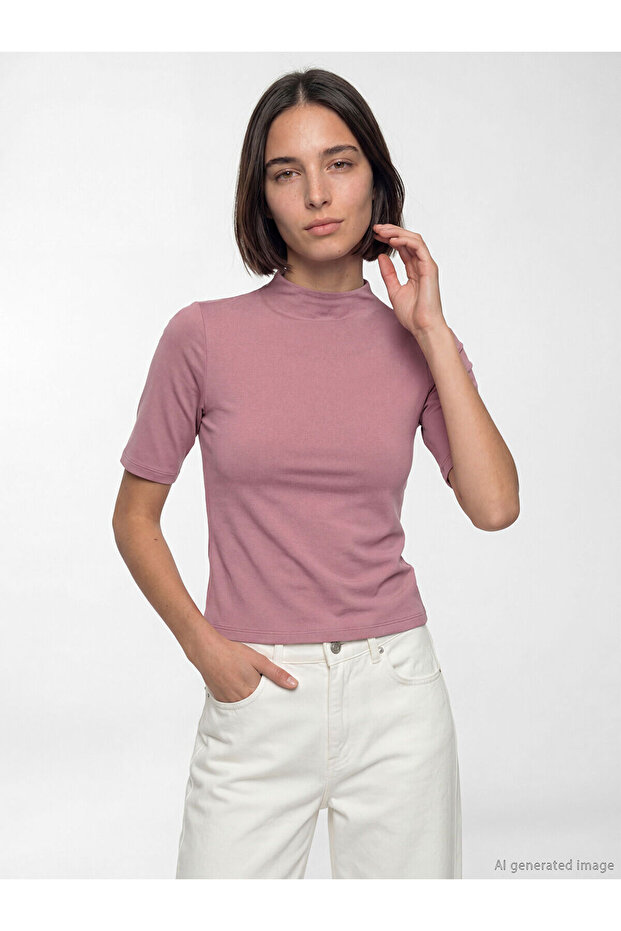 Nevavm with a Difference Stand Collar Women's T-Shirt