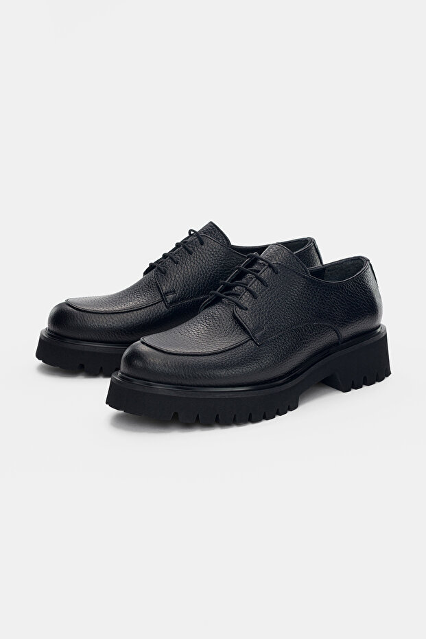 Calder Genuine Leather Lace-Up Women's Loafer - Black